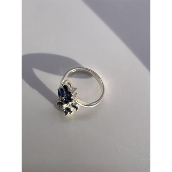 925 Sterling Silver & Sapphires Ring Size 6