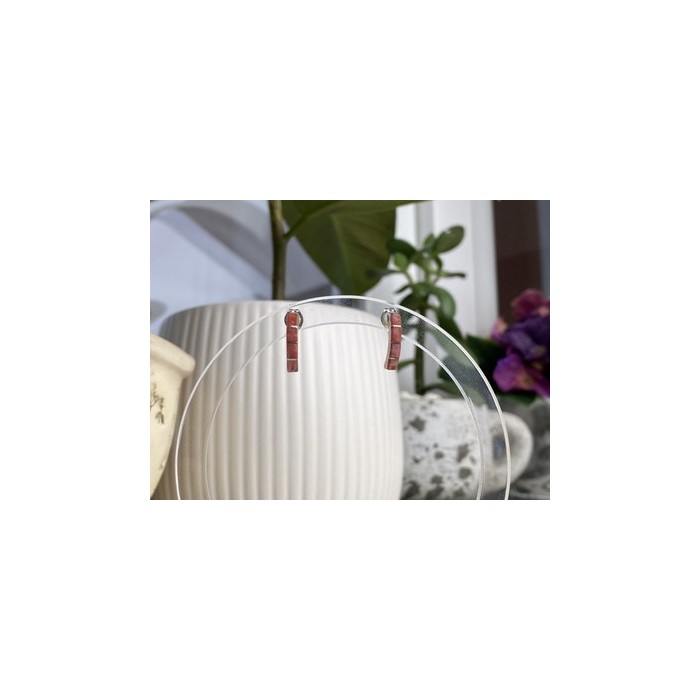 925 Sterling Silver Red Mother Of Pearl Stud Earrings