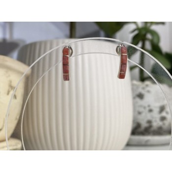 925 Sterling Silver Red Mother Of Pearl Stud Earrings