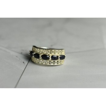 925 Sterling Silver Sapphires Openwork Ring Size 6.5