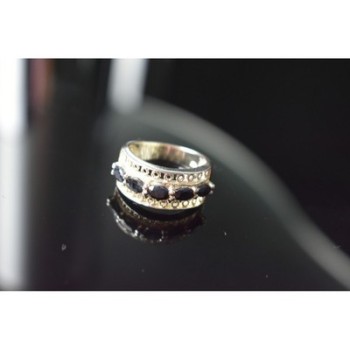 925 Sterling Silver Sapphires Openwork Ring Size 6.5