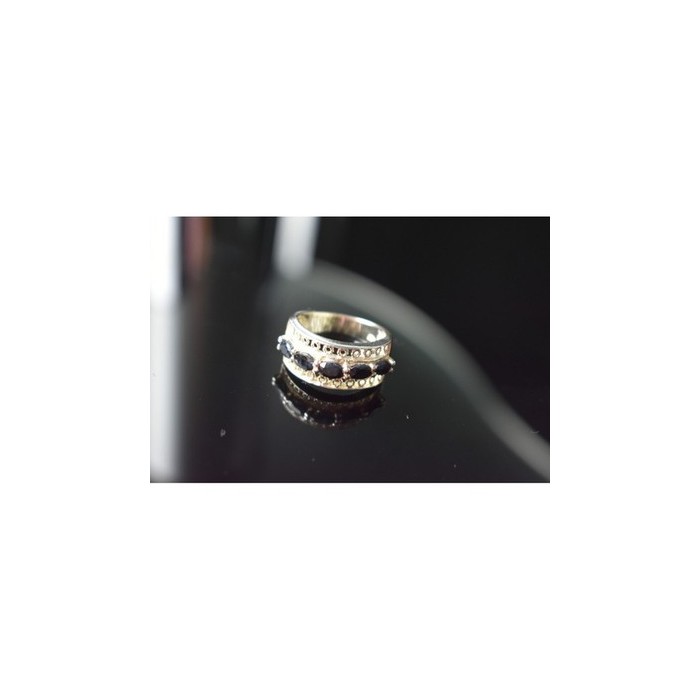 925 Sterling Silver Sapphires Openwork Ring Size 6.5