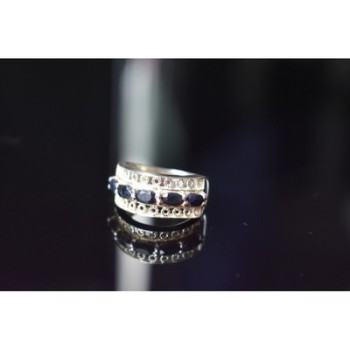 925 Sterling Silver Sapphires Openwork Ring Size 6.5