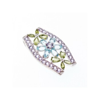 925 STERLING SILVER AMETHYST, BLUE SPINEL & PERIDOT PENDANT