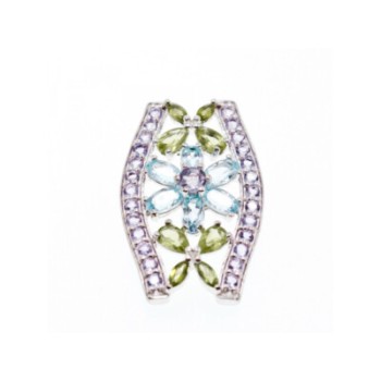 925 STERLING SILVER AMETHYST, BLUE SPINEL & PERIDOT PENDANT