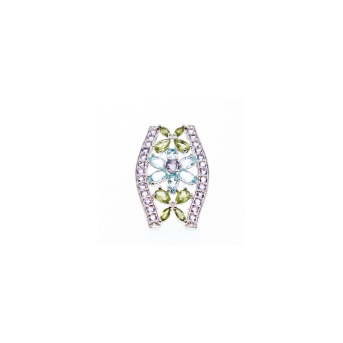 925 STERLING SILVER AMETHYST, BLUE SPINEL & PERIDOT PENDANT