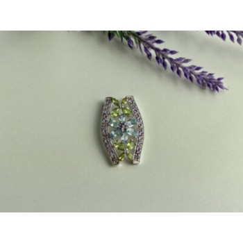 925 STERLING SILVER AMETHYST, BLUE SPINEL & PERIDOT PENDANT