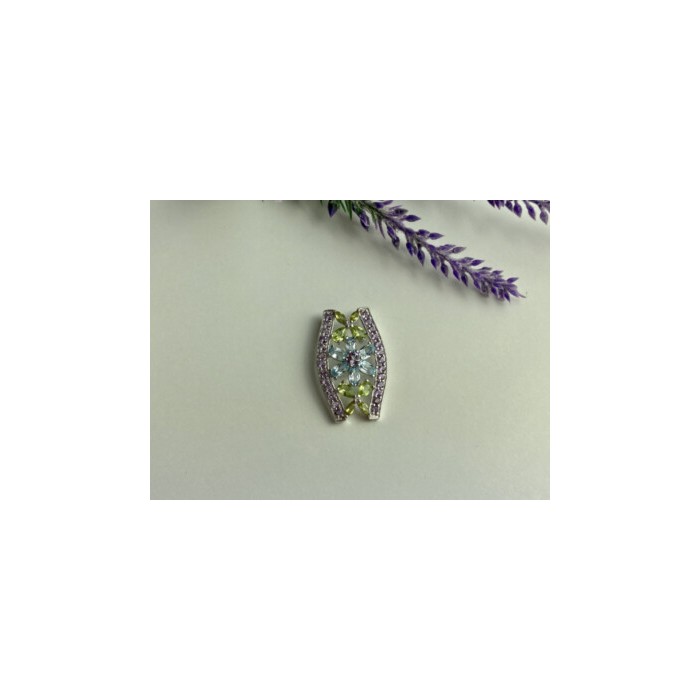 925 STERLING SILVER AMETHYST, BLUE SPINEL & PERIDOT PENDANT