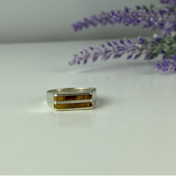 925 Sterling Silver Jasper Signet Ring Size 6.5