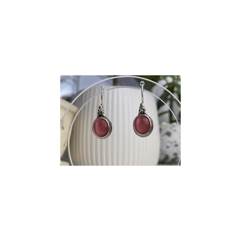 Vintage 925 Sterling Silver Agate Earrings