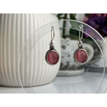 Vintage 925 Sterling Silver Agate Earrings
