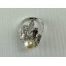 925 Sterling Silver Pearl & CZ Ring Size 6