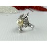 925 Sterling Silver Pearl & CZ Ring Size 6