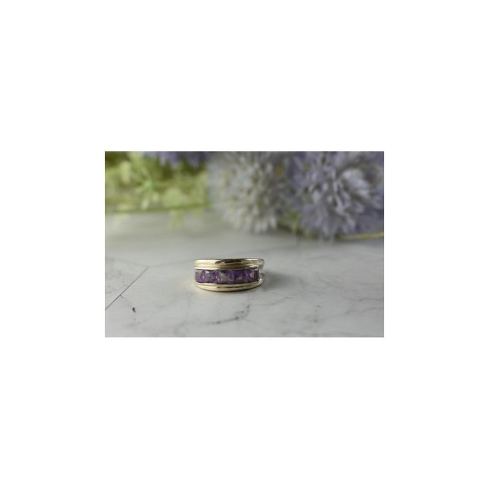 925 Sterling Silver Purple Tourmaline Ring Size 7