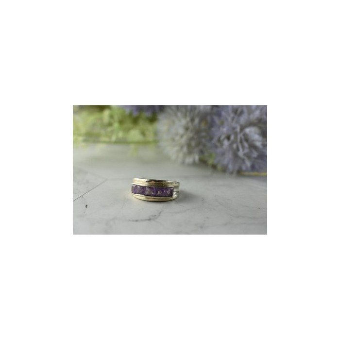 925 Sterling Silver Purple Tourmaline Ring Size 7