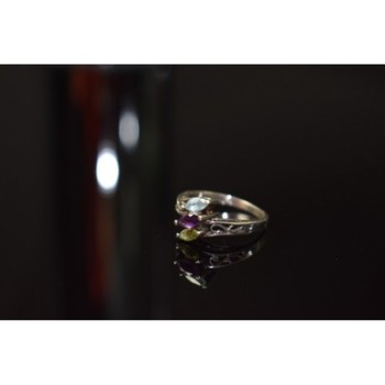925 Sterling Silver Topaz, Amethyst & Peridot Ring Size 7