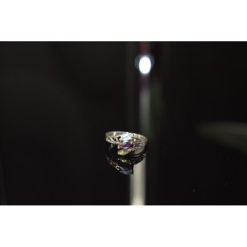 925 Sterling Silver Topaz, Amethyst & Peridot Ring Size 7