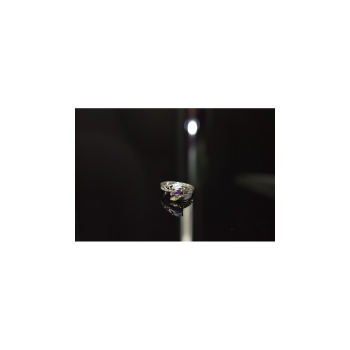 925 Sterling Silver Topaz, Amethyst & Peridot Ring Size 7