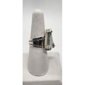 925 Sterling Silver Nephrite Ring Size 7.5