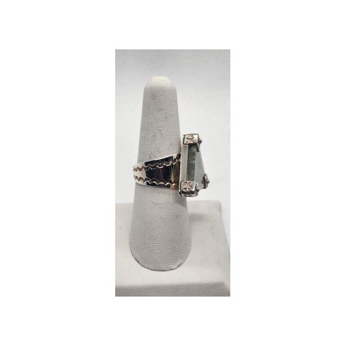 925 Sterling Silver Nephrite Ring Size 7.5