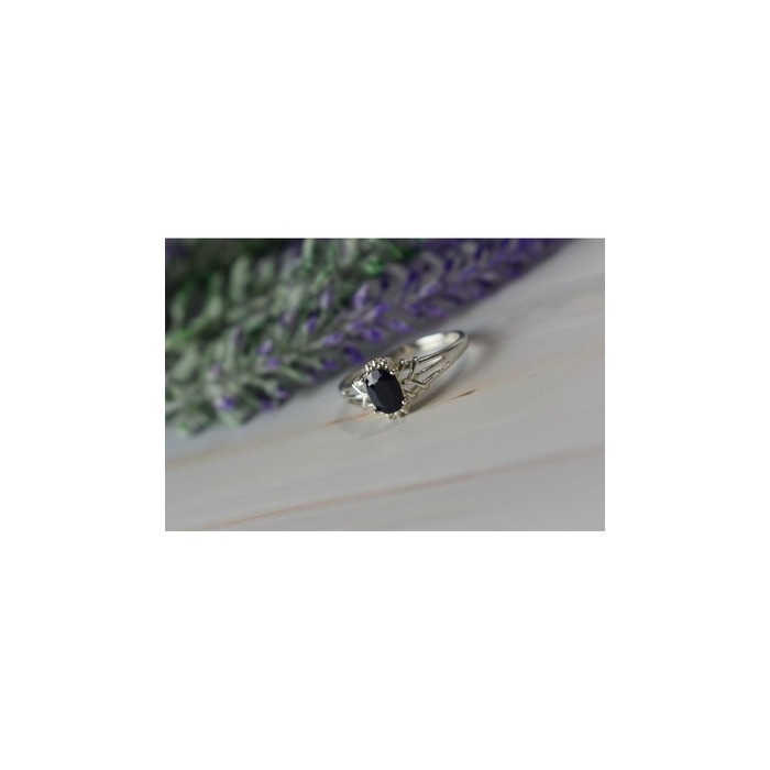 925 Sterling Silver Black Spinel Ring Size 10.25