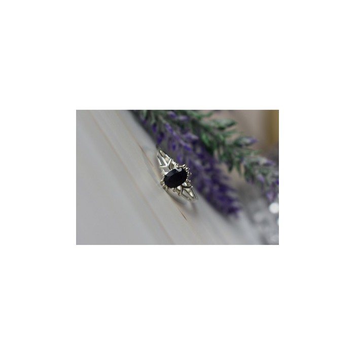 925 Sterling Silver Black Spinel Ring Size 10.25