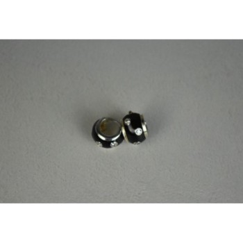 925 Sterling Silver Black Enamel & CZ Earrings