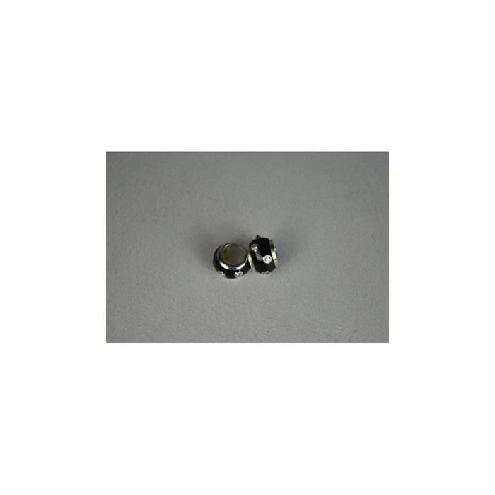 925 Sterling Silver Black Enamel & CZ Earrings
