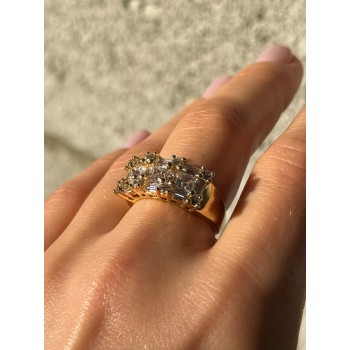 925 Sterling Silver Gold Plated CZ Ring Size 7