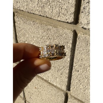 925 Sterling Silver Gold Plated CZ Ring Size 7