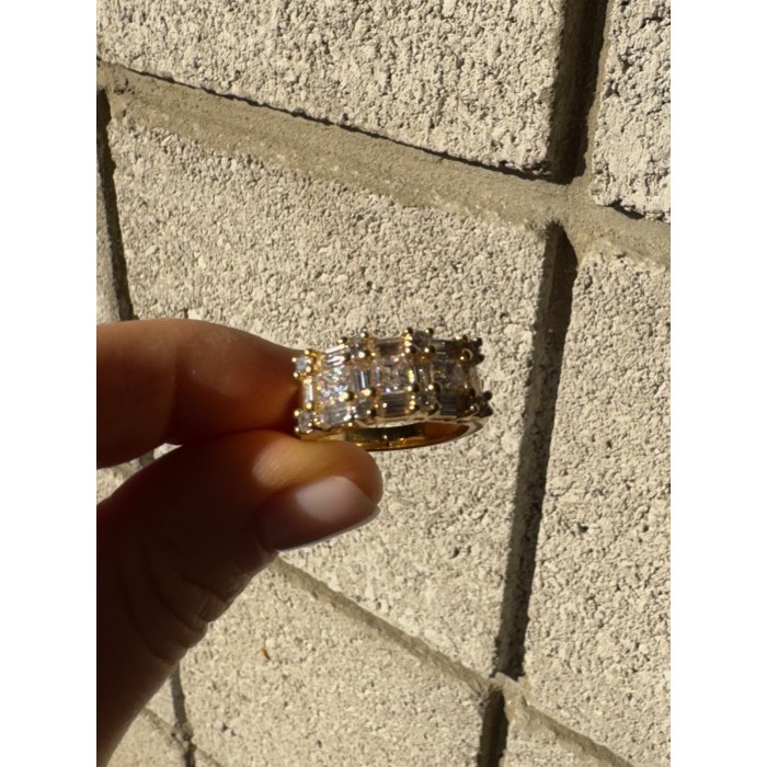 925 Sterling Silver Gold Plated CZ Ring Size 7