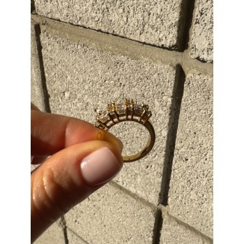 925 Sterling Silver Gold Plated CZ Ring Size 7