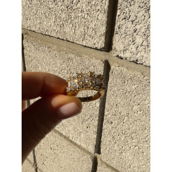 925 Sterling Silver Gold Plated CZ Ring Size 7