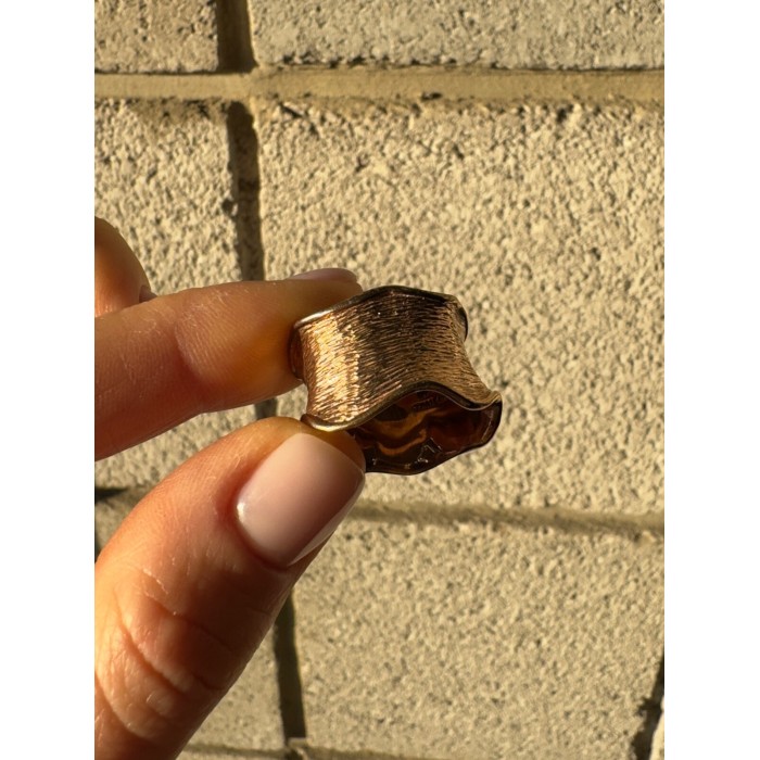 925 Sterling Silver Gold Plated Ring Size 6