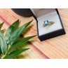 925 Sterling Silver Gold Plated Blue Topaz Ring Size 8