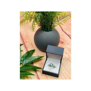 925 Sterling Silver Gold Plated Blue Topaz Ring Size 8