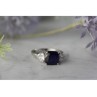 925 Sterling Silver Sapphire & CZ Ring Size 6.5