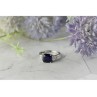 925 Sterling Silver Sapphire & CZ Ring Size 6.5