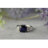 925 Sterling Silver Sapphire & CZ Ring Size 6.5