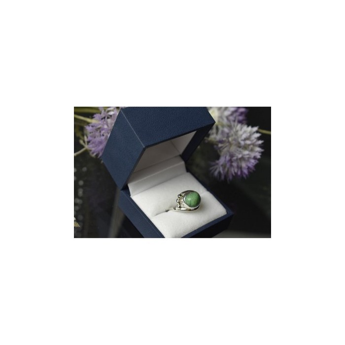 925 Sterling Silver Green Turquoise Ring Size 7.5 Mexico