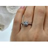 925 Sterling Silver Aquamarine & CZ Ring Size 6.5