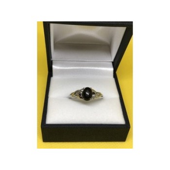 925 Sterling Silver Black Nephrite ( Jade ) Ring Size 9