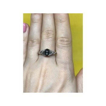 925 Sterling Silver Black Nephrite ( Jade ) Ring Size 9