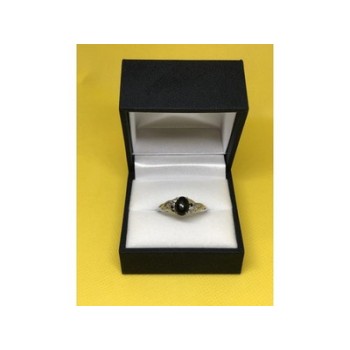 925 Sterling Silver Black Nephrite ( Jade ) Ring Size 9