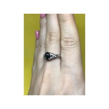 925 Sterling Silver Black Nephrite ( Jade ) Ring Size 9