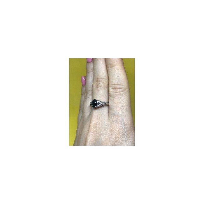 925 Sterling Silver Black Nephrite ( Jade ) Ring Size 9