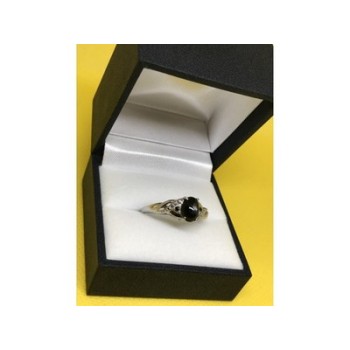 925 Sterling Silver Black Nephrite ( Jade ) Ring Size 9