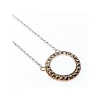925 Sterling Silver Marcasites Pendant Necklace