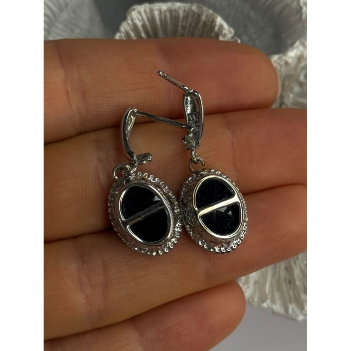 Elegant 925 Sterling Silver Sapphire Earrings Length 1.20 Inch