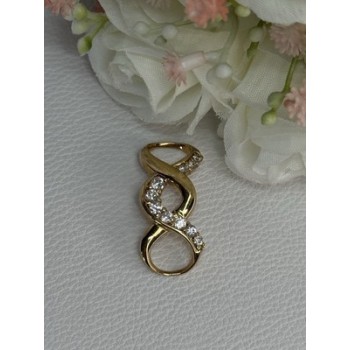 925 Sterling Silver Gold Plated CZ Pendant Length 1.20 Inch